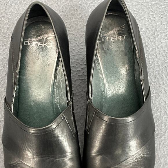 Dansko Rosaline Black Leather Slip On Comfort 3" Wedge Loafer Women 7/38 - Picture 7 of 10